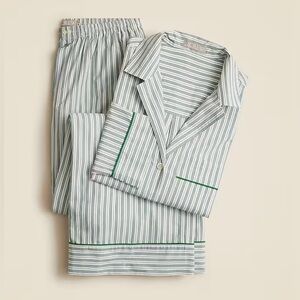 ***SOLD*** J. Crew Green and White Striped Pajama Set